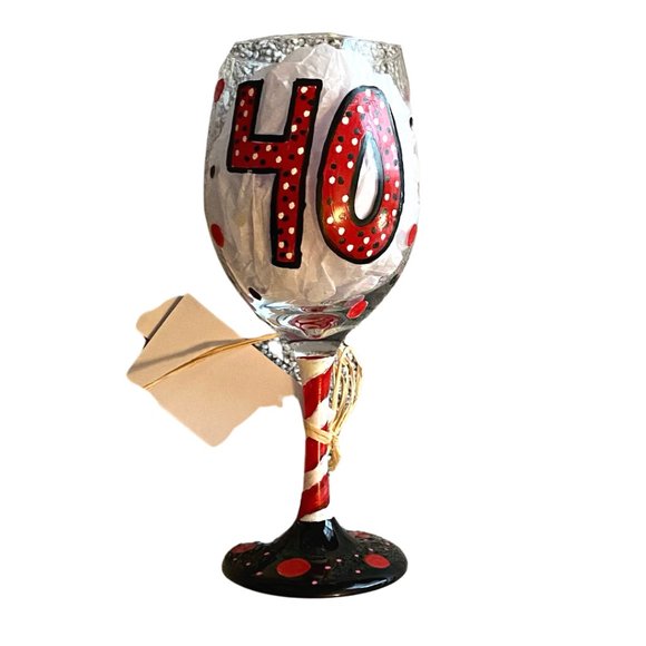 NWT Hand-Painted "40 & Fabulous" Wine Glass - Picture 7 of 7